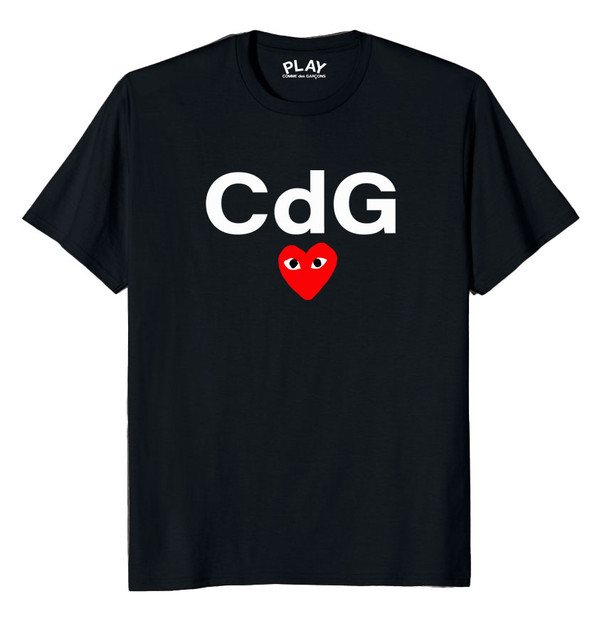 CDG Text with heart black tshirt